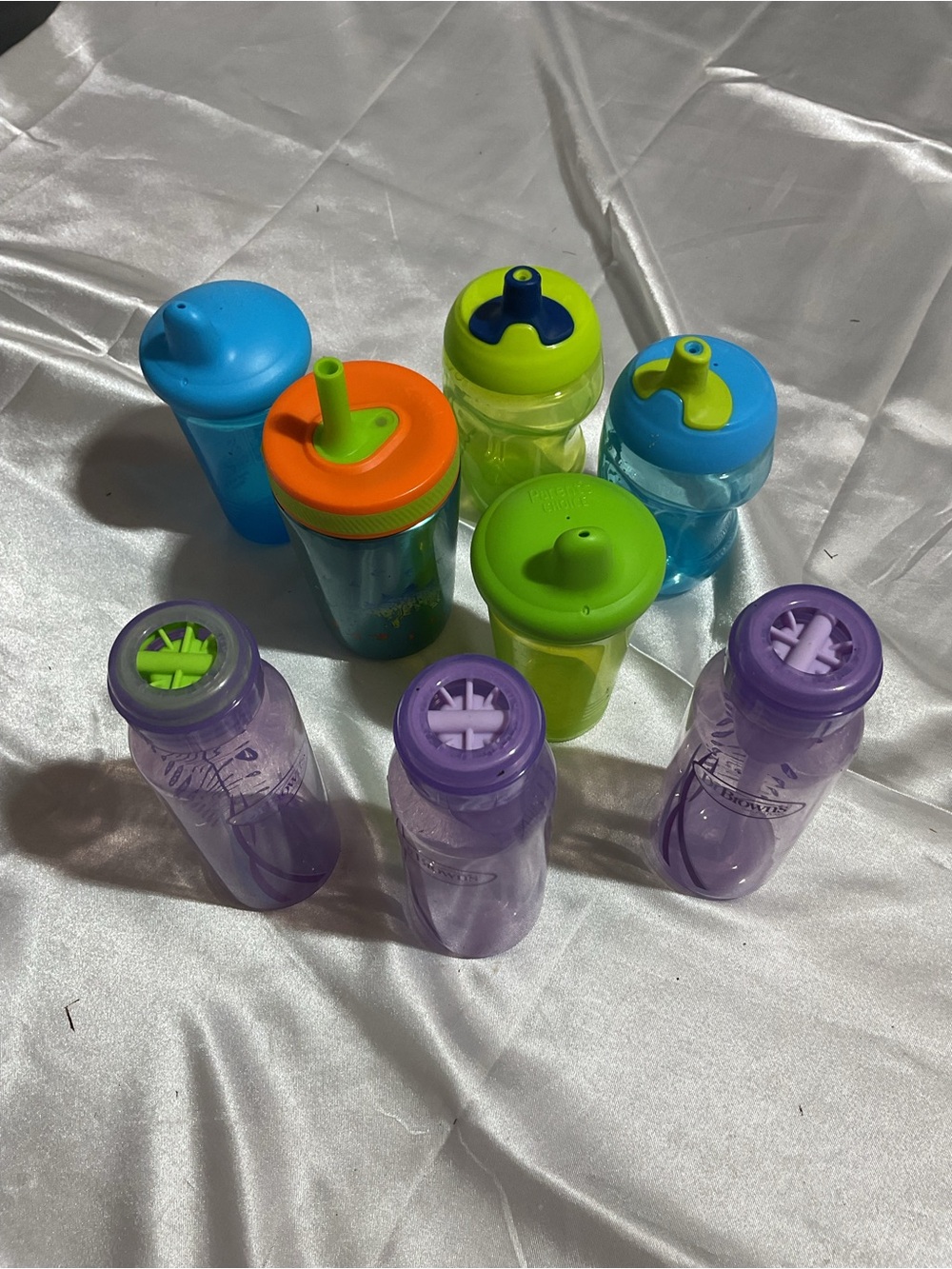 Kids Sippy Cup Set - Blue, Green, Orange, Purple